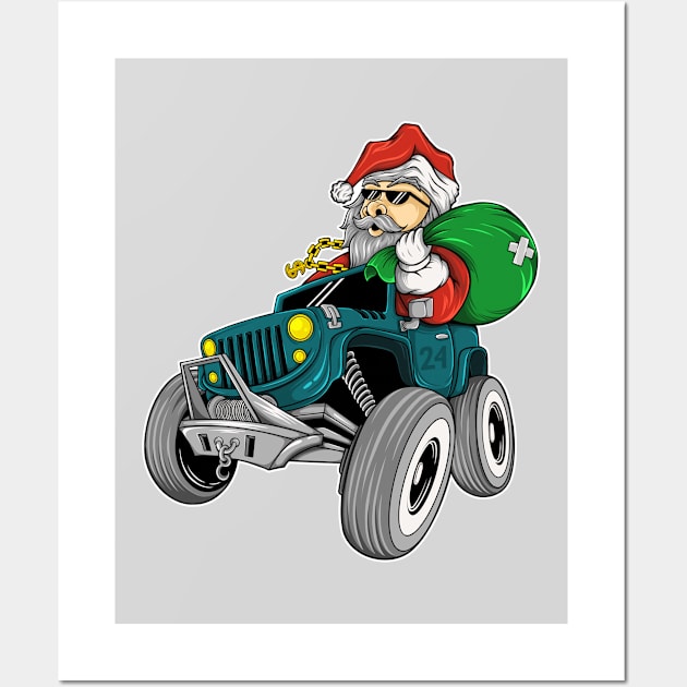 Santa Claus riding in a car Wall Art by DMD Art Studio